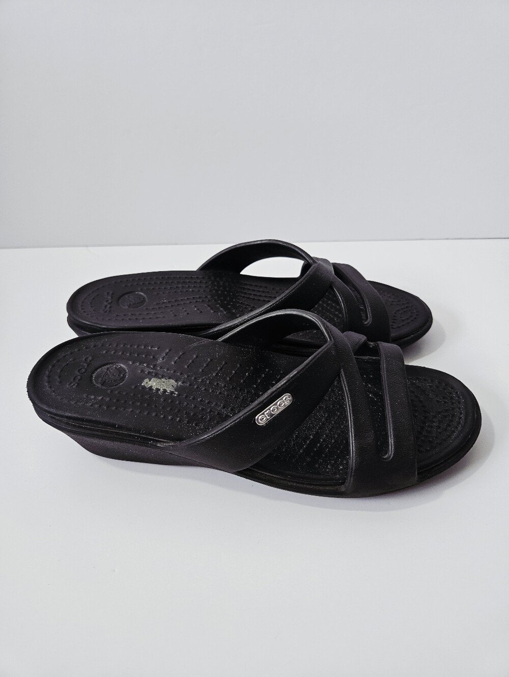 Crocs Patricia II Wedge Sandals Size 7 Black Shoes - Picture 2 of 5